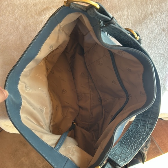 BRAHMIN EVA Sedona Slate Smooth Croc Leather Shoulder Bag, Purse blue - Picture 9 of 12